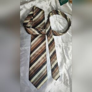 Elegant Striped Men's Tie in Brown and Cream